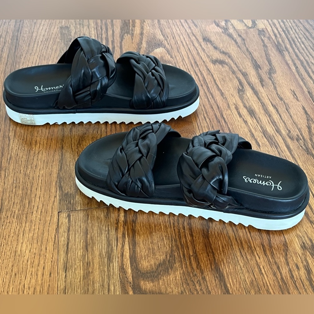Homer leather woven platform sandals